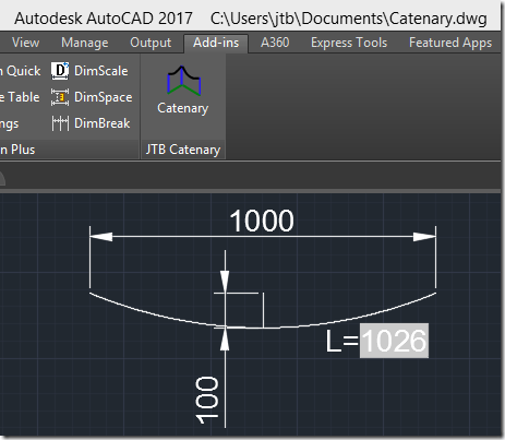 Catenary in AutoCAD